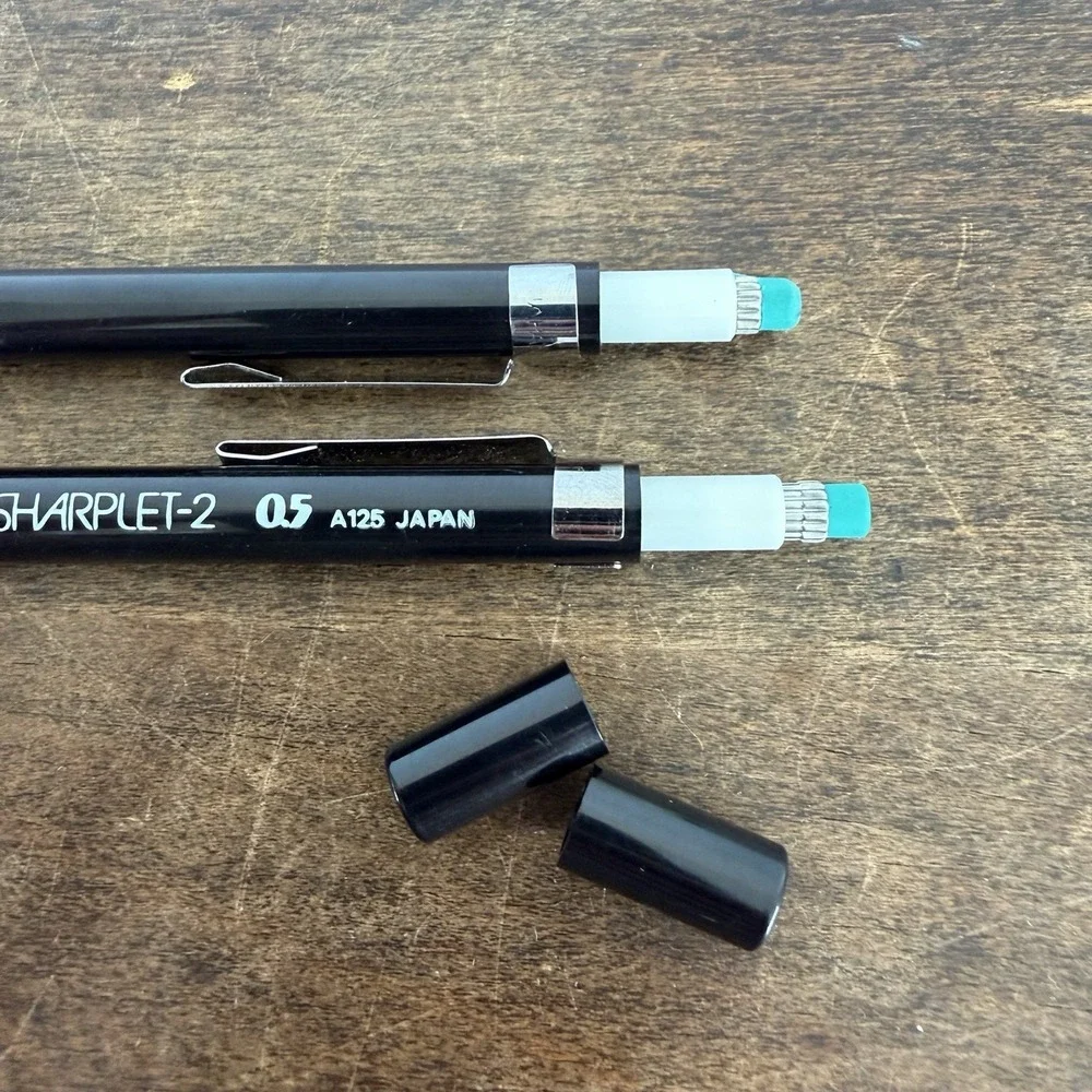 Lot 2 Pentel‎ Sharplet-2 A125 0.5mm Mechanical Pencils Japan Vintage Black